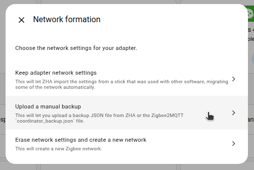 Uploading a manual backup