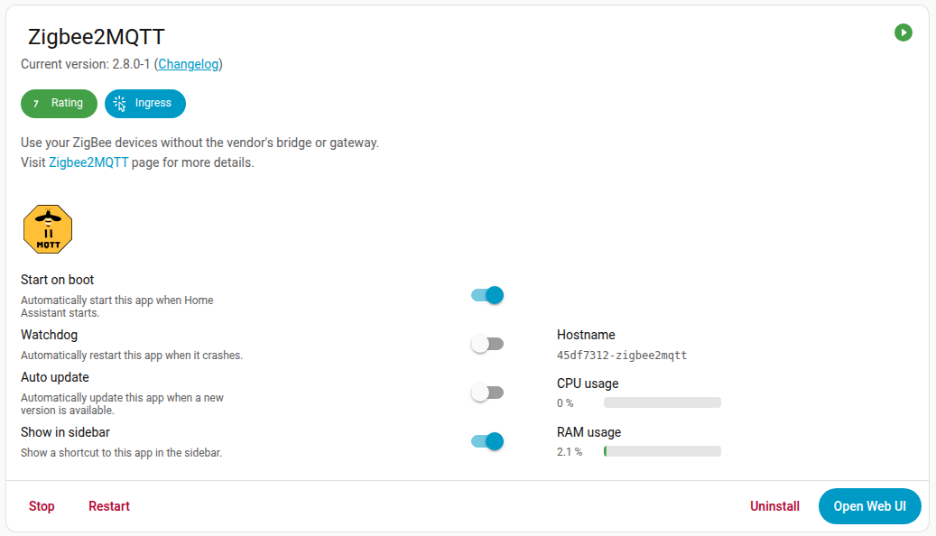 Stop the Zigbee2MQTT app