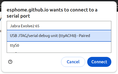 Screenshot showing USB device list