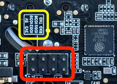Image showing location of pin header group 2 in the center of the board