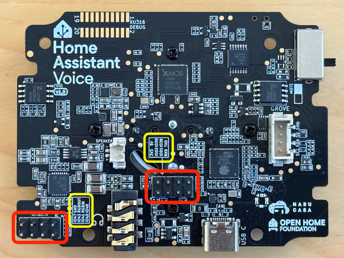 Image showing location of pin header groups 1 and 2 on the board