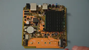 Top view of the board, showing how to fasten the heat sink pins